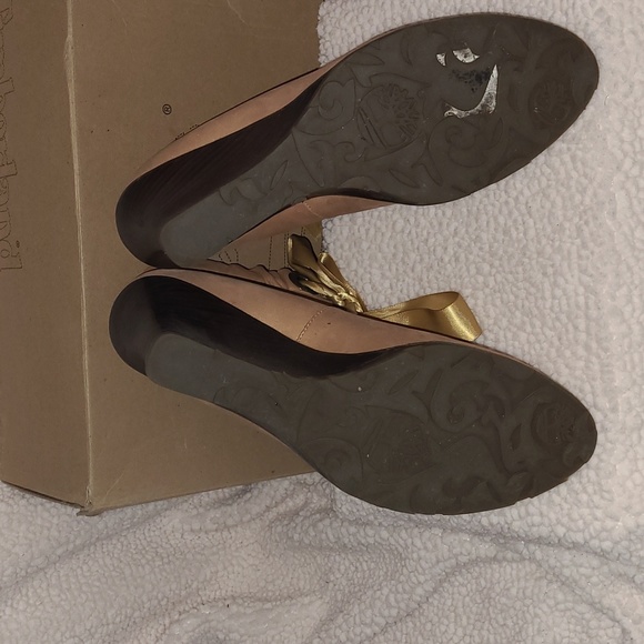 Timberland wheat booties with bows 9.5 women's wedge heels gold bows - Picture 3 of 5